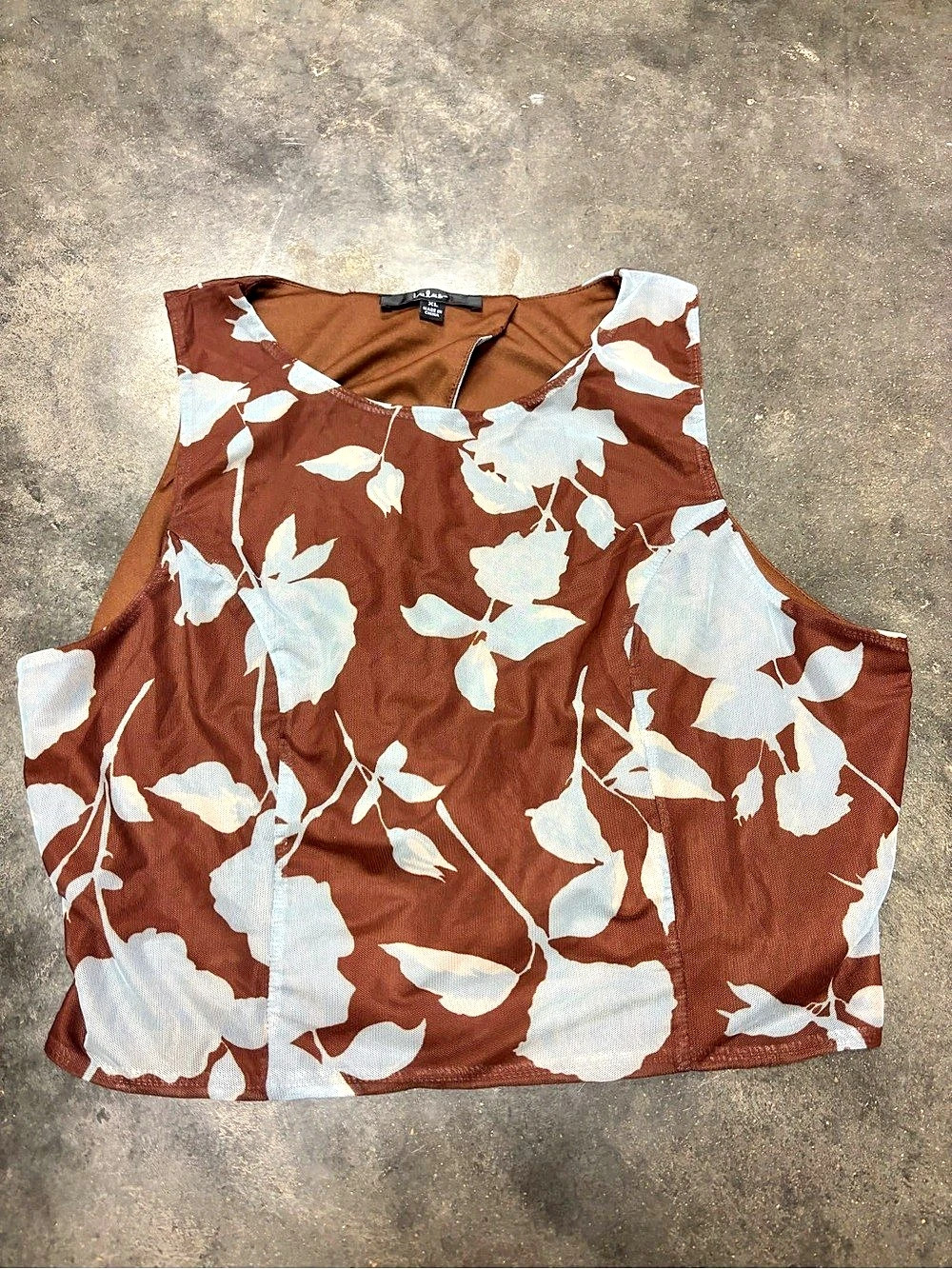 Lulus Coveted Essence Brown Floral Mesh Cutout Tie-Back Crop Tank Top Floral